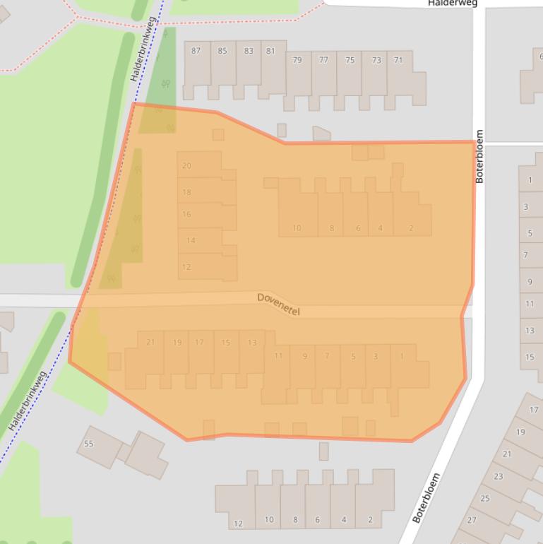 Kaart van postcodegebied 6721RD.