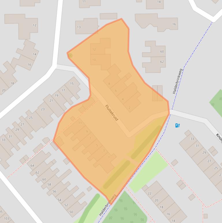 Kaart van postcodegebied 6721RG.