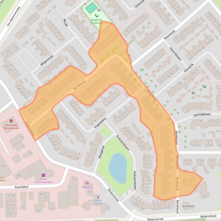 Kaart van postcodegebied 6721RH.