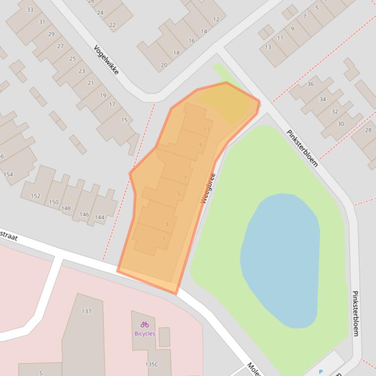 Kaart van postcodegebied 6721RL.