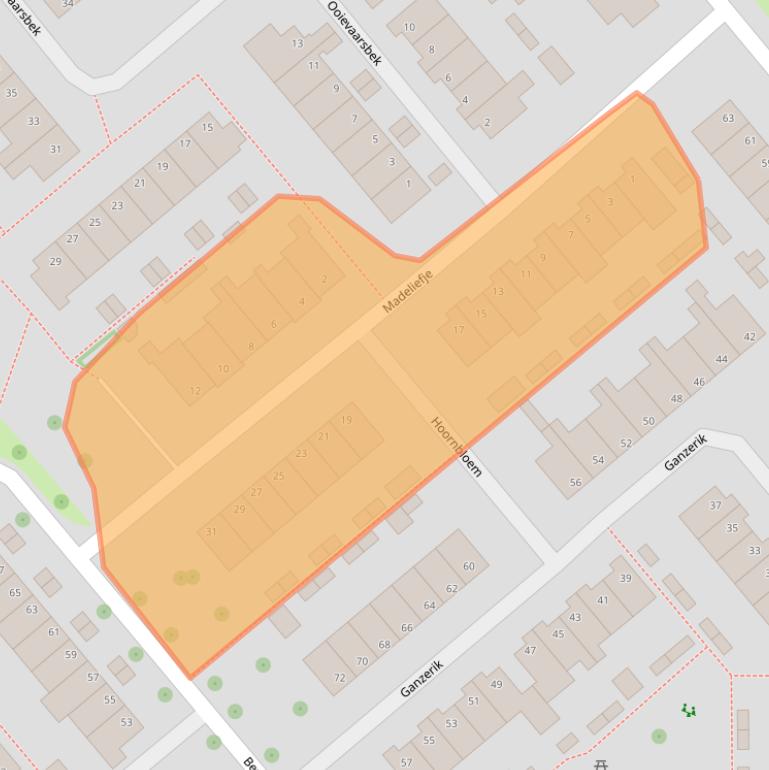 Kaart van postcodegebied 6721RV.