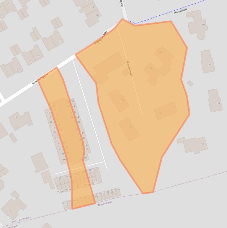 Kaart van postcodegebied 6721SW.