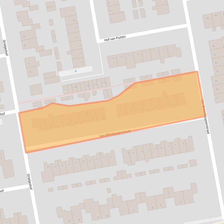 Kaart van postcodegebied 6721TJ.
