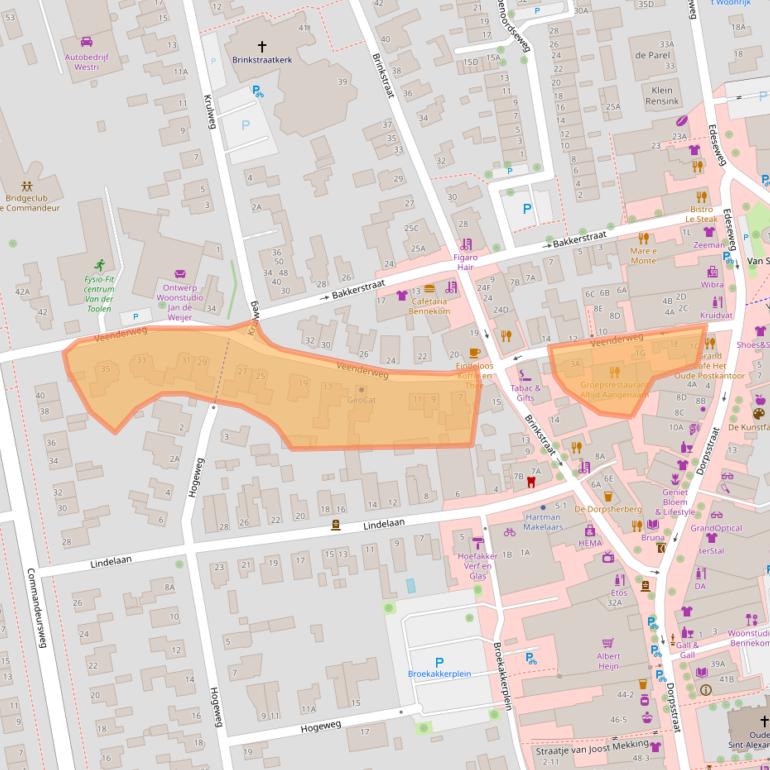 Kaart van postcodegebied 6721WD.
