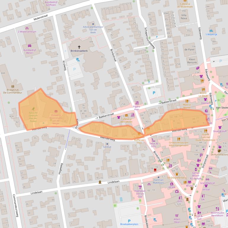 Kaart van postcodegebied 6721WE.