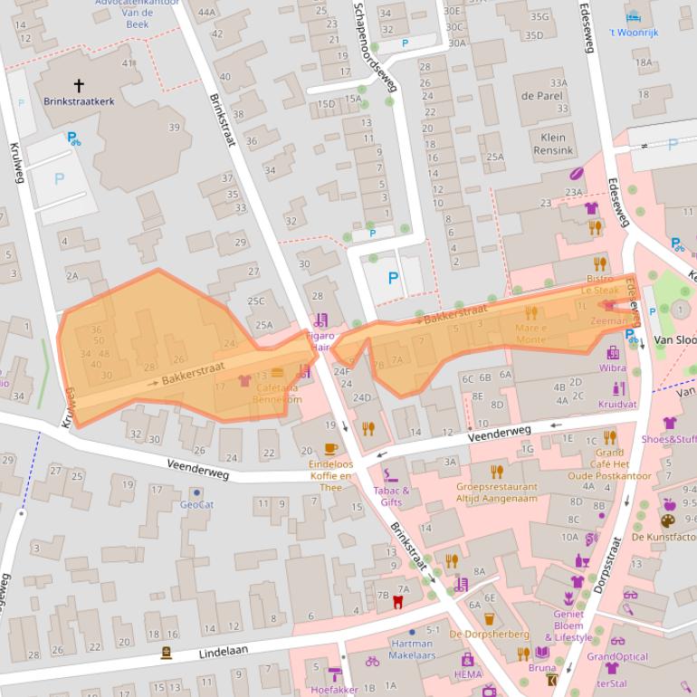 Kaart van postcodegebied 6721WG.