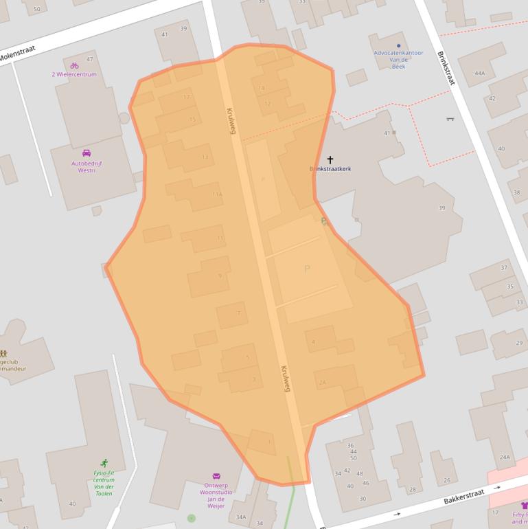 Kaart van postcodegebied 6721WH.