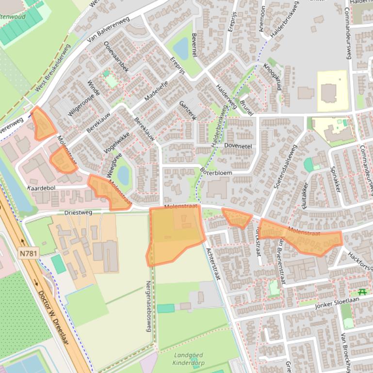 Kaart van postcodegebied 6721WL.