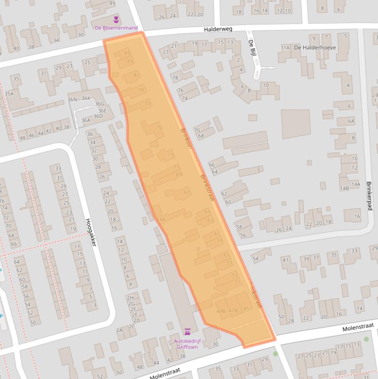 Kaart van postcodegebied 6721WS.