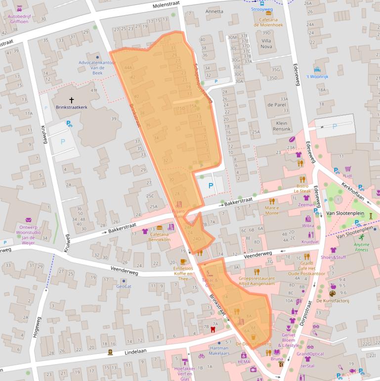 Kaart van postcodegebied 6721WV.