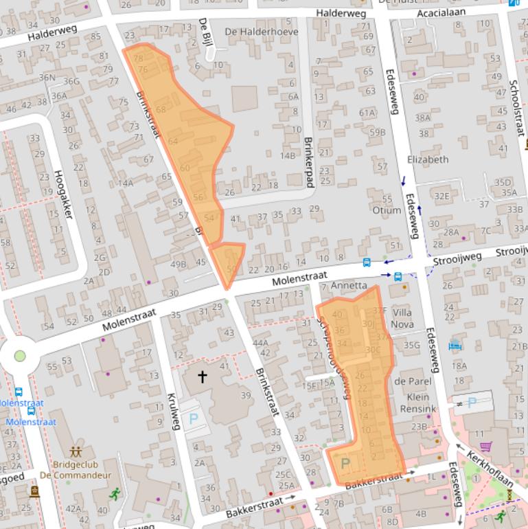 Kaart van postcodegebied 6721WX.