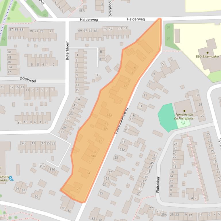 Kaart van postcodegebied 6721XB.