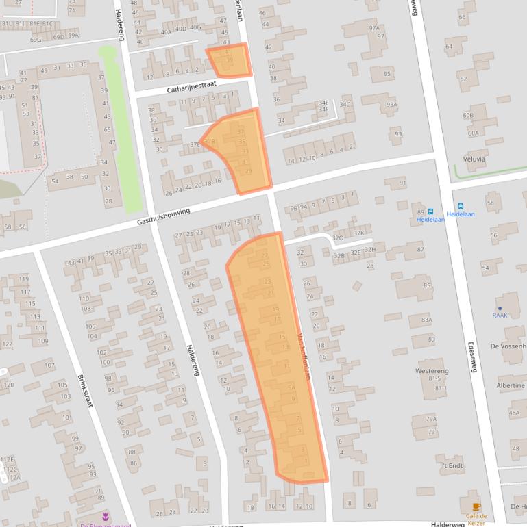 Kaart van postcodegebied 6721XC.