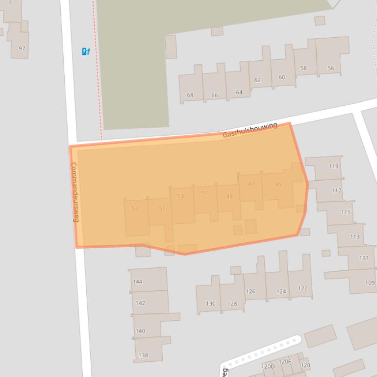 Kaart van postcodegebied 6721XJ.