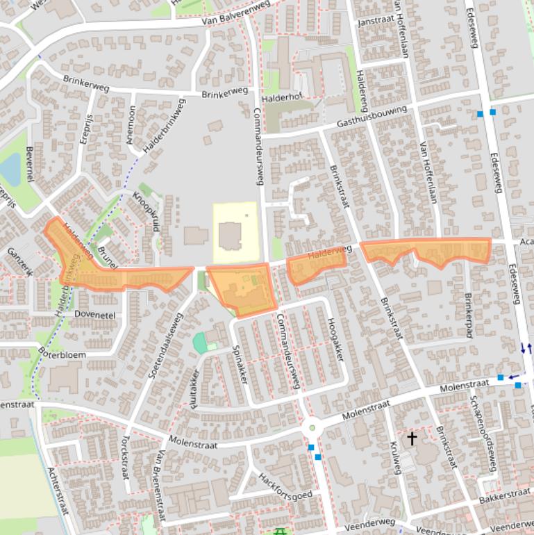 Kaart van postcodegebied 6721ZJ.