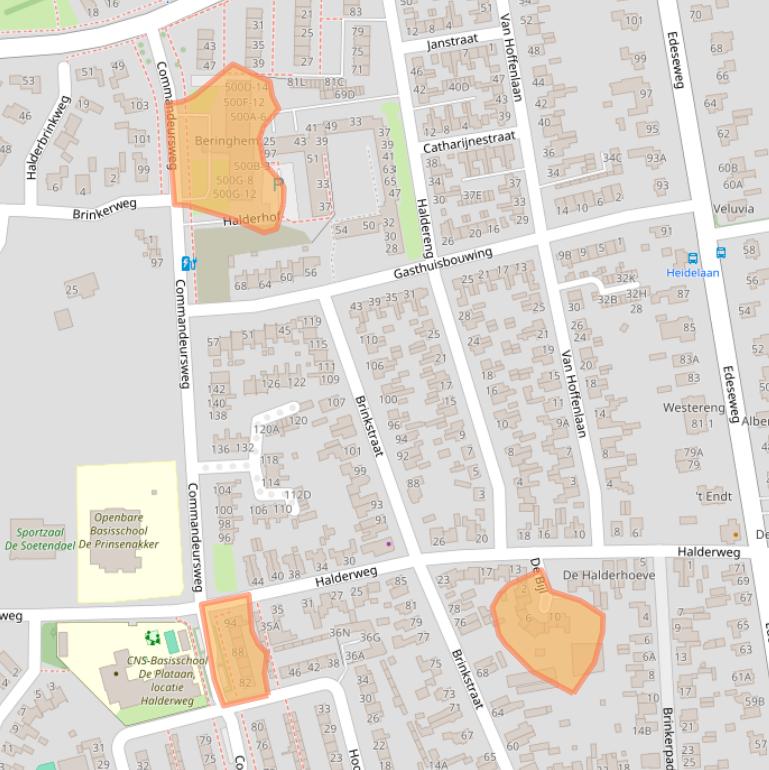 Kaart van postcodegebied 6721ZN.