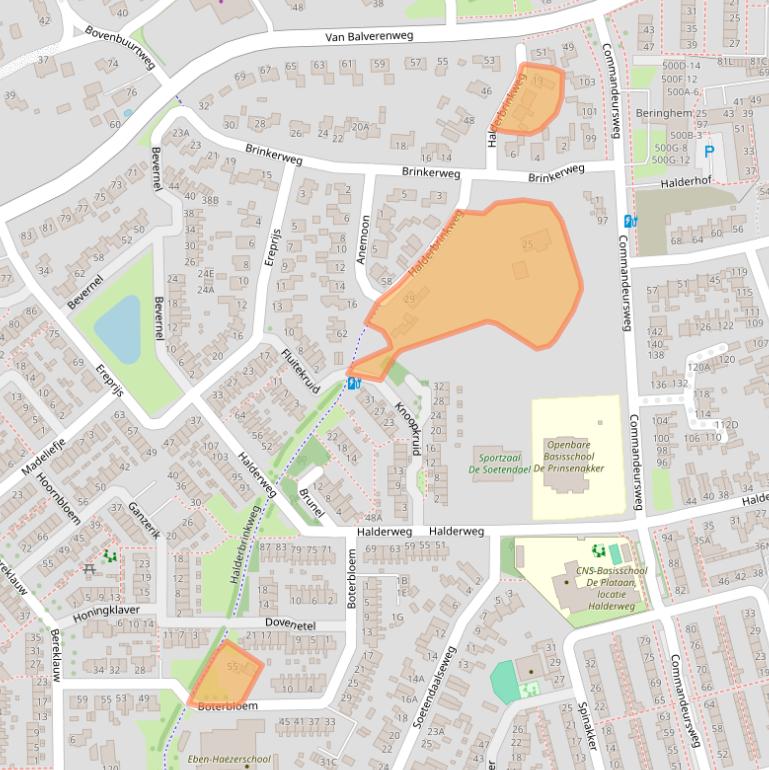 Kaart van postcodegebied 6721ZR.