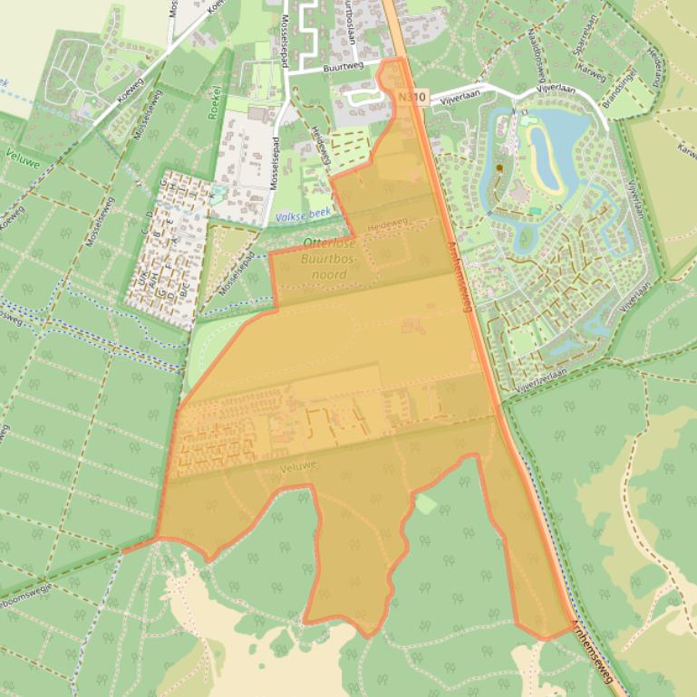 Kaart van postcodegebied 6731BV.