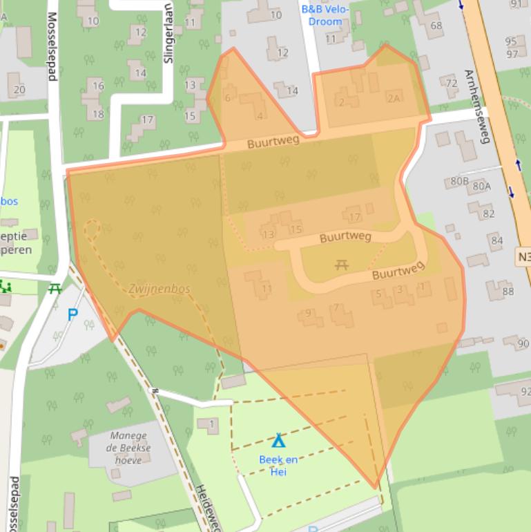 Kaart van postcodegebied 6731BW.