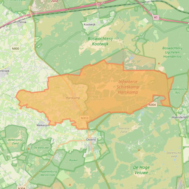 Kaart van postcodegebied 6732.