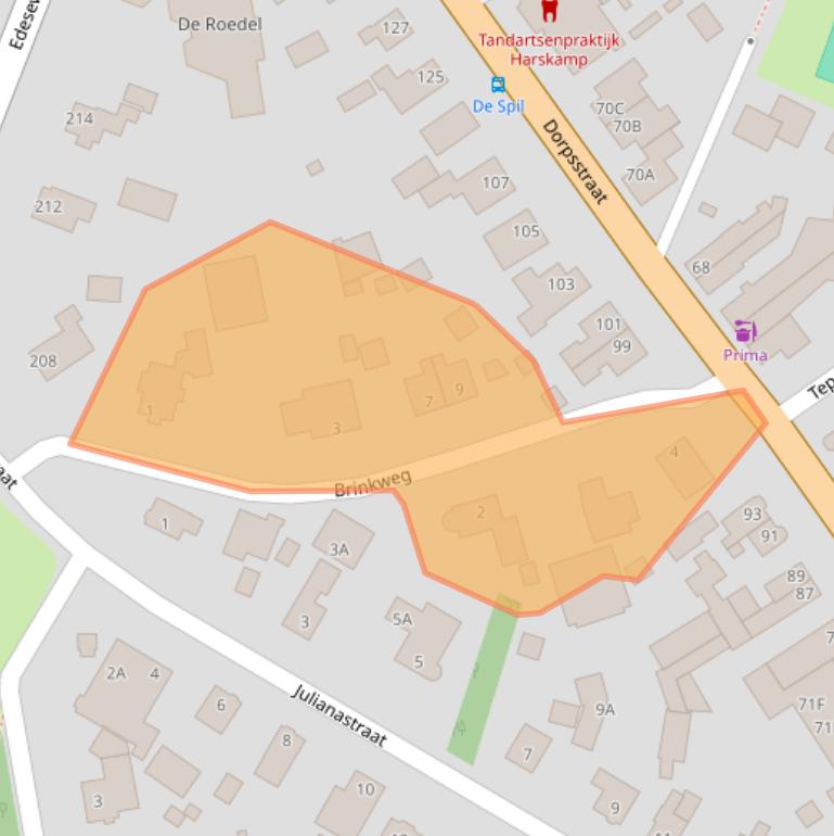 Kaart van postcodegebied 6732AR.