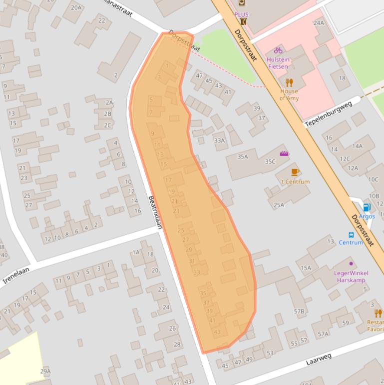 Kaart van postcodegebied 6732BC.