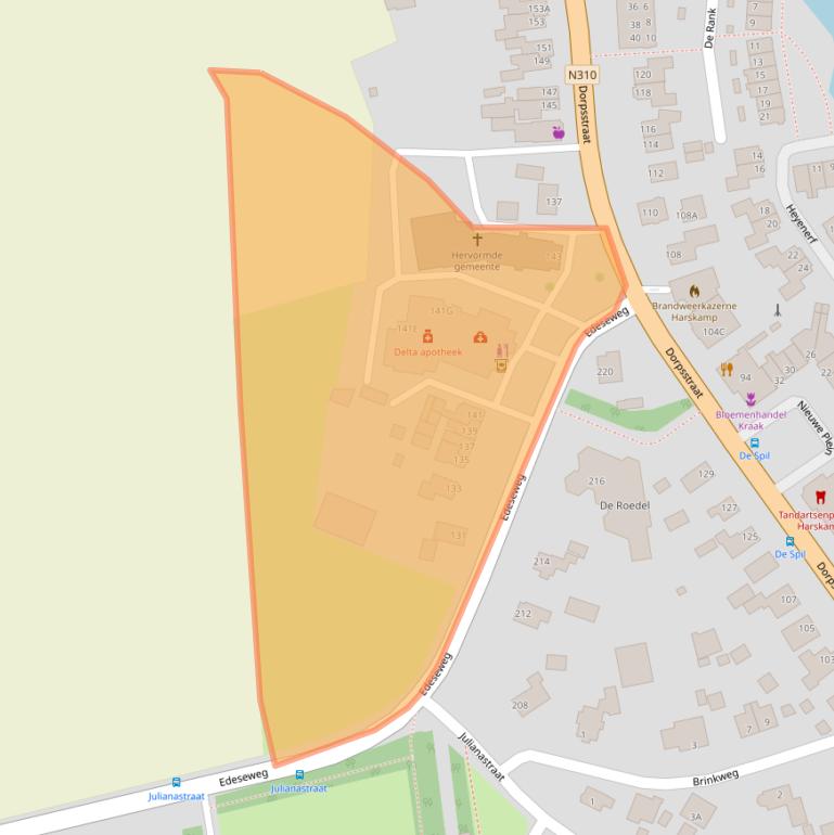 Kaart van postcodegebied 6732DB.