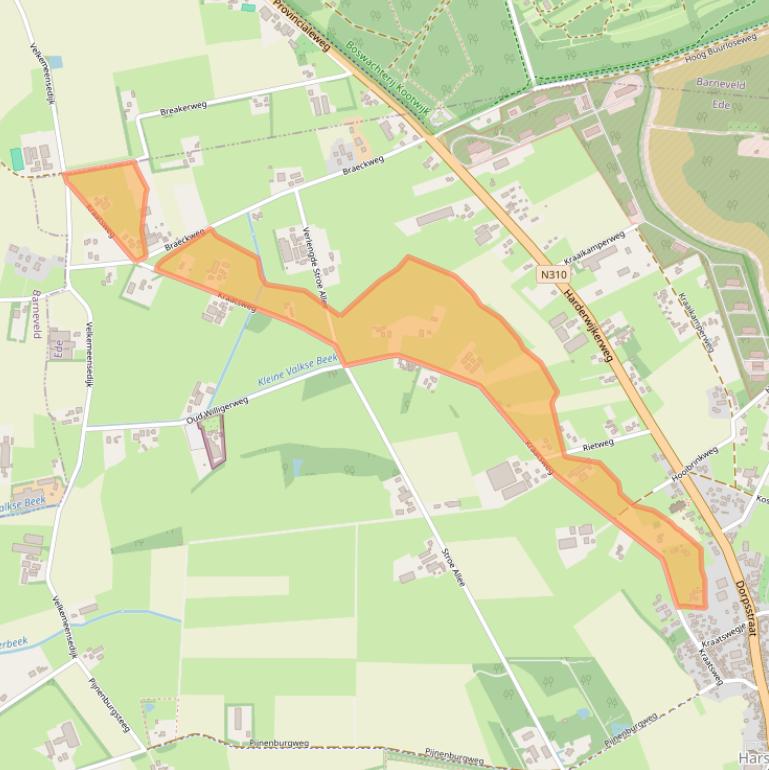 Kaart van postcodegebied 6732EW.