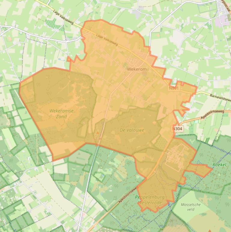 Kaart van postcodegebied 6733.
