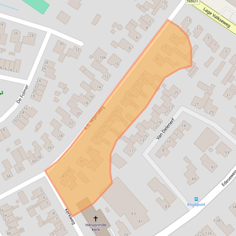 Kaart van postcodegebied 6733AR.