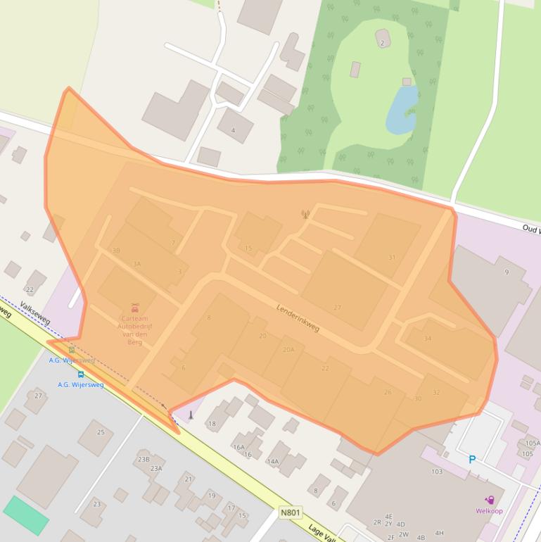 Kaart van postcodegebied 6733AX.