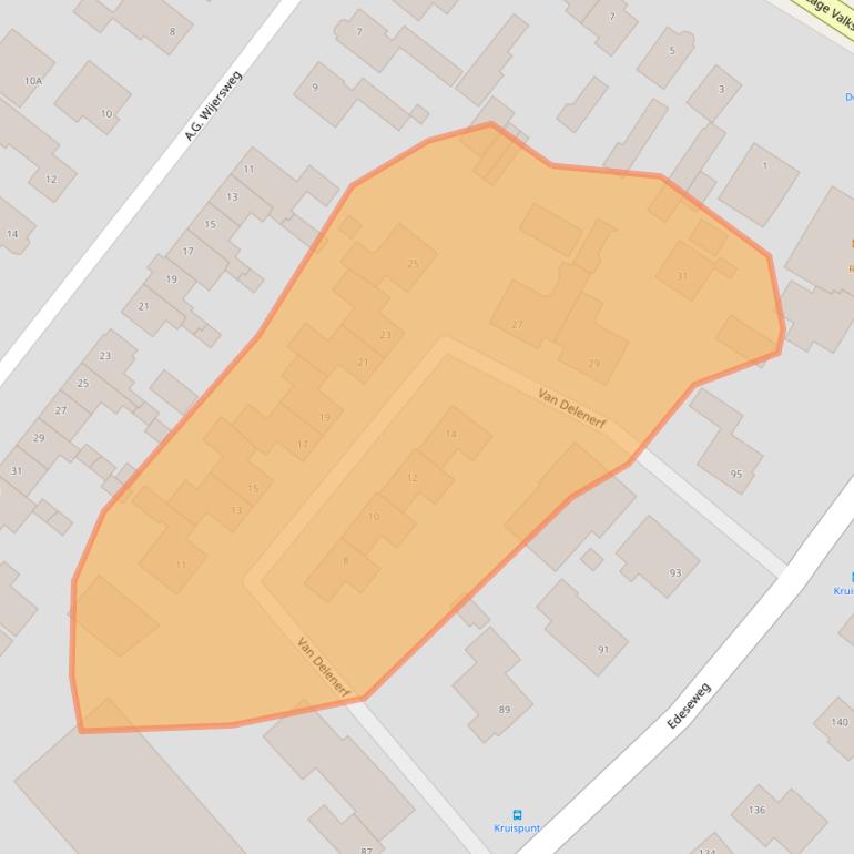 Kaart van postcodegebied 6733AZ.