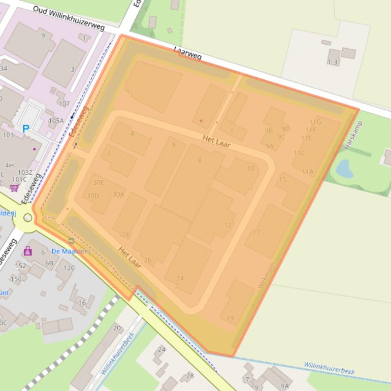 Kaart van postcodegebied 6733BZ.