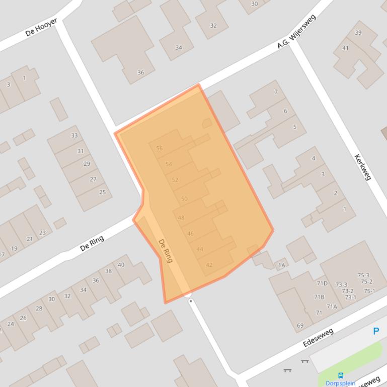 Kaart van postcodegebied 6733EH.