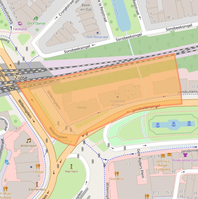 Kaart van postcodegebied 6811AA.