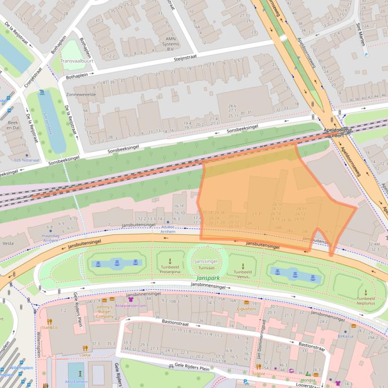 Kaart van postcodegebied 6811AD.