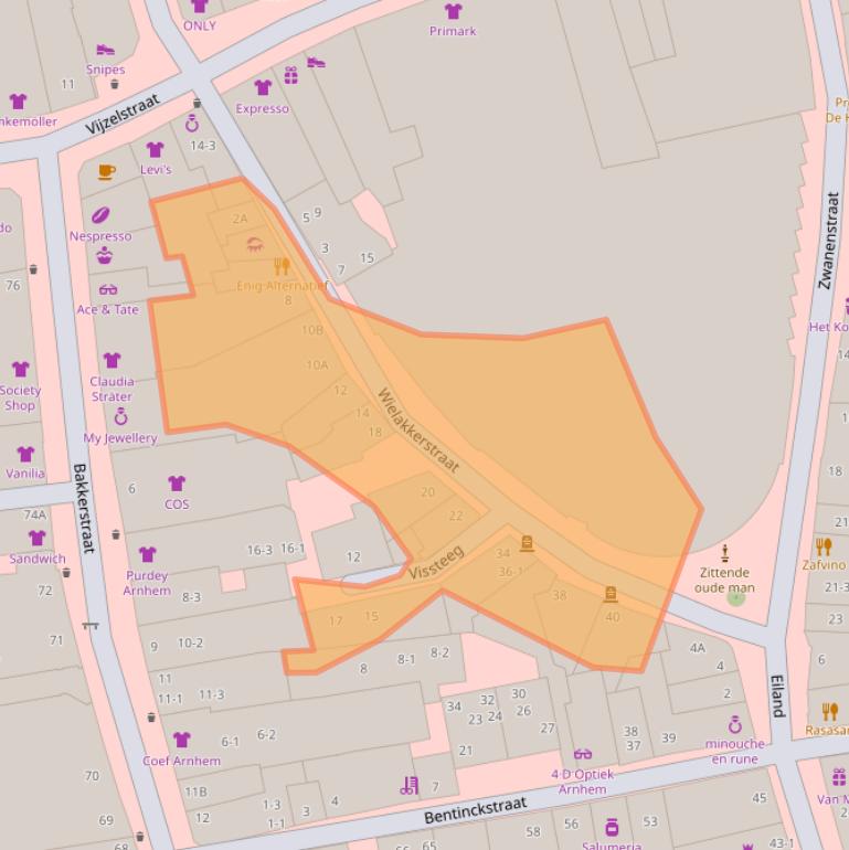 Kaart van postcodegebied 6811DB.