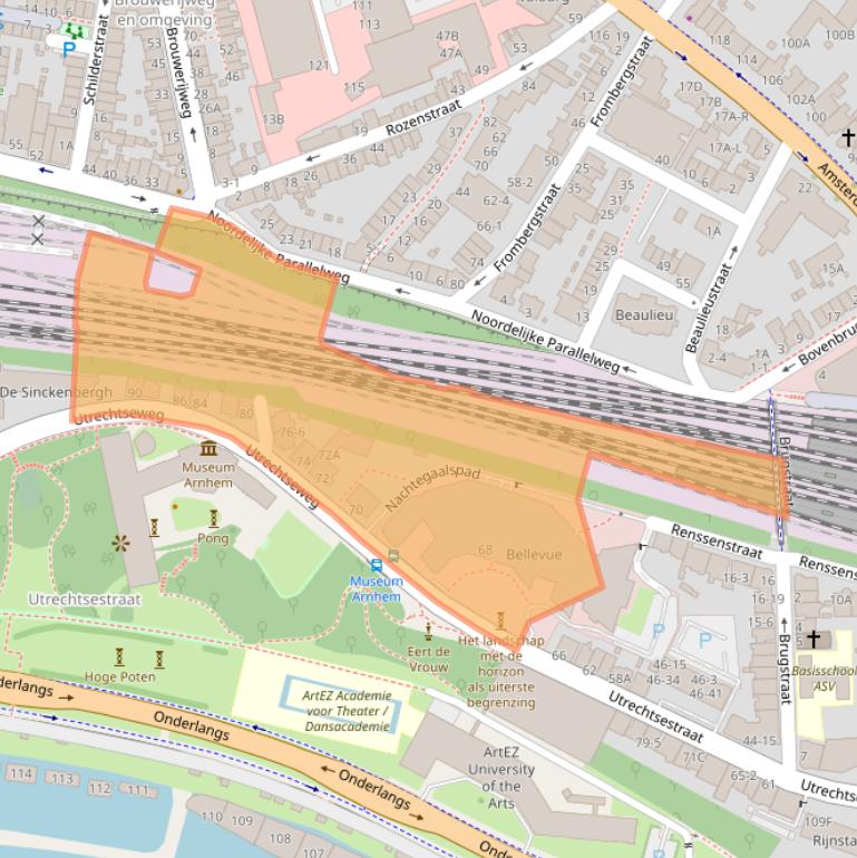 Kaart van postcodegebied 6812AH.