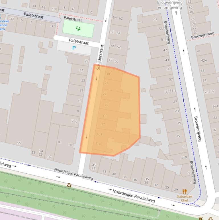 Kaart van postcodegebied 6813DJ.