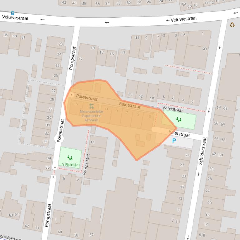 Kaart van postcodegebied 6813DZ.