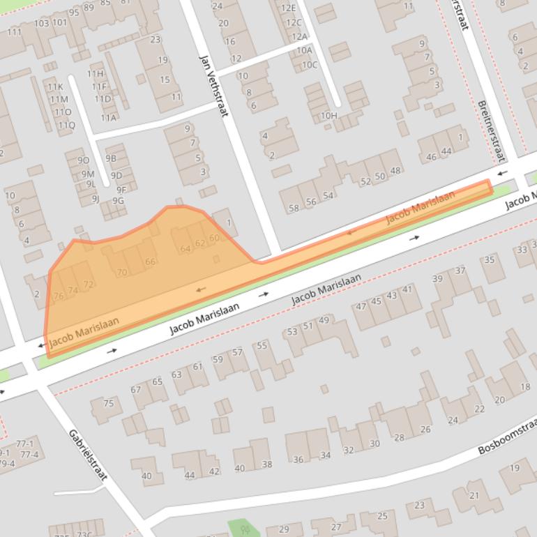 Kaart van postcodegebied 6813JX.