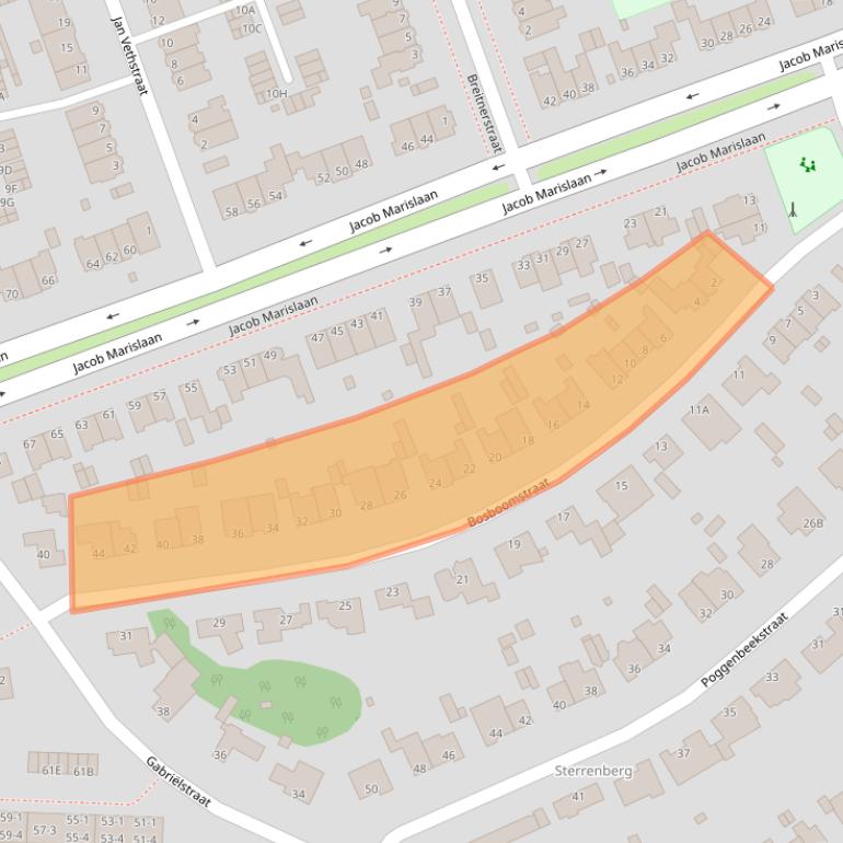 Kaart van postcodegebied 6813KC.