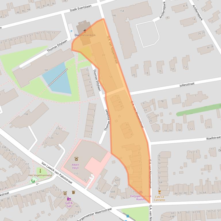 Kaart van postcodegebied 6814JA.