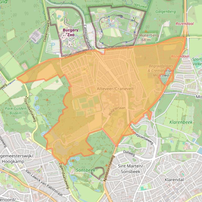Kaart van postcodegebied 6815.