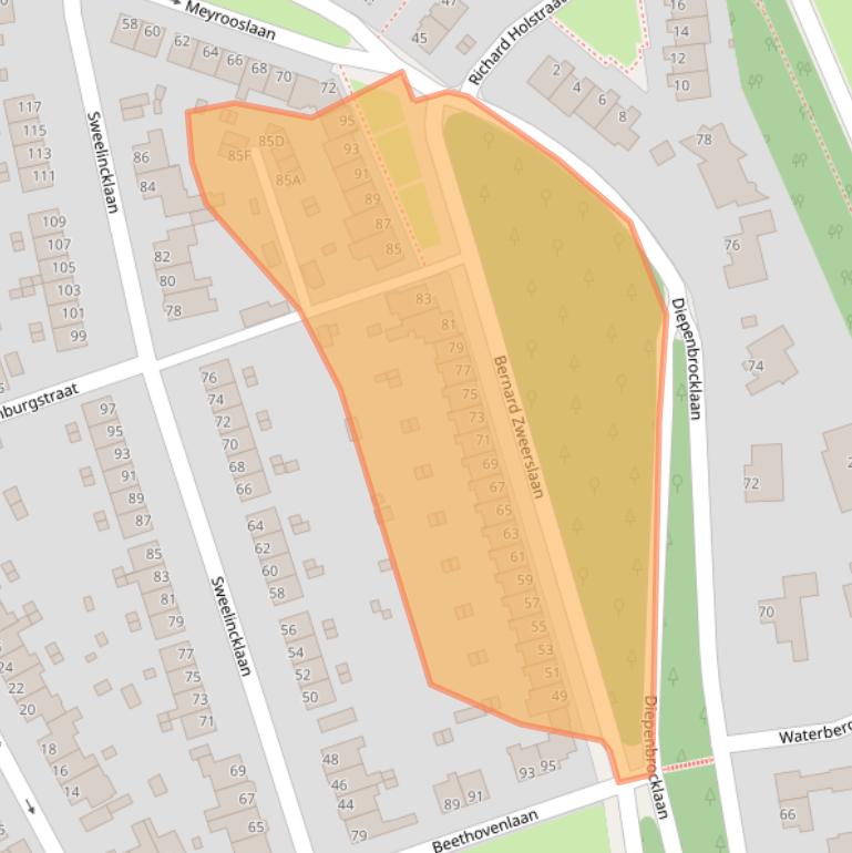 Kaart van postcodegebied 6815BB.