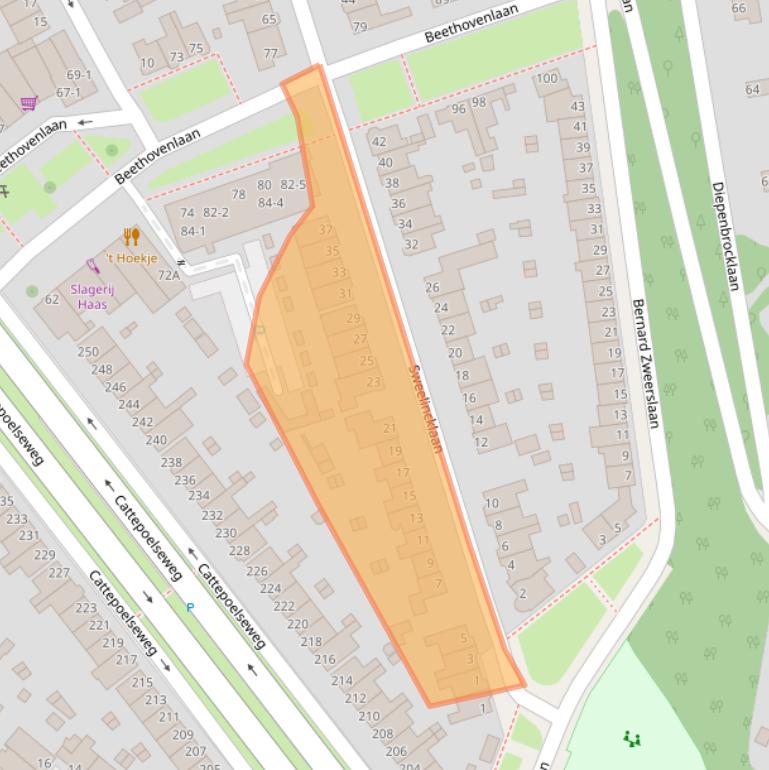 Kaart van postcodegebied 6815BD.