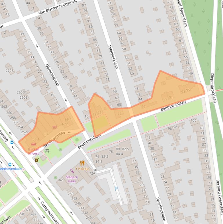 Kaart van postcodegebied 6815BL.