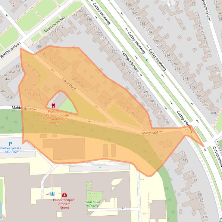 Kaart van postcodegebied 6815CN.