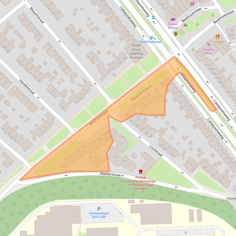 Kaart van postcodegebied 6815CR.