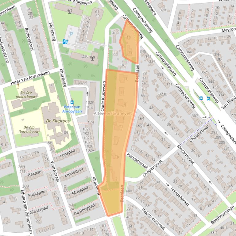 Kaart van postcodegebied 6815DD.